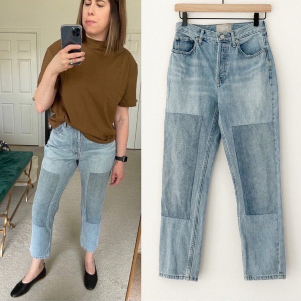Everlane The 90’s Cheeky Straight High Waisted Patched Jeans | 24